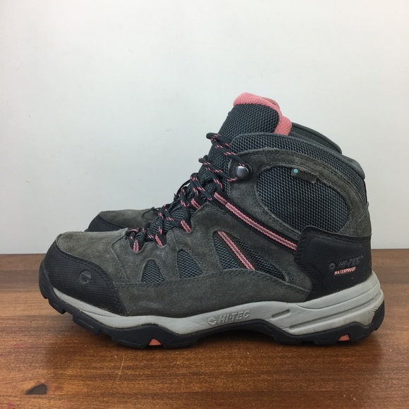 Hi-Tec Women’s Gray Pink 9102 Waterproof Lace Up Ankle Hiking Boots Size 7.5M. - Picture 2 of 11